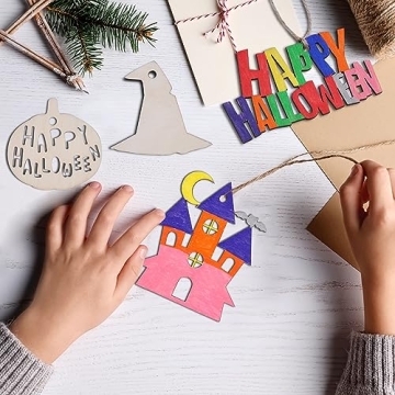 JOYIN 60 Pcs Halloween Wooden Craft Kit for Kids