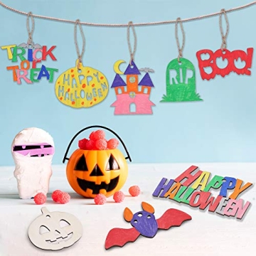 JOYIN 60 Pcs Halloween Wooden Craft Kit for Kids