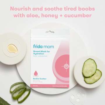 Frida Mom Hydration Packets for Breasts, Hydrate Nipples with Breast Mask Made with Aloe Vera, Honey, Tea Tree Oil, & Cucumber, 2 Sheet Masks