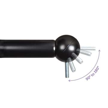 Ivilon Bay Window Curtain Rod Corner Connector - for Rods of 5/8 to 1-1/8 Inch - Black