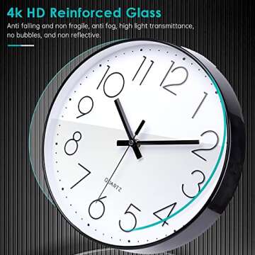 jomparis 12 Inch Modern Wall Clock Silent Non Ticking Battery Operated Quartz Decorative Round Wall ...