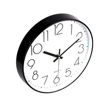 Jomparis Modern Silent Wall Clock 12 Inch - Black
