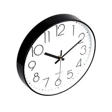 Jomparis Modern Silent Wall Clock 12 Inch - Black