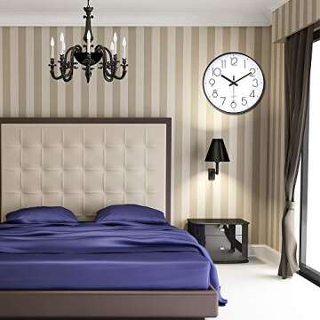 Jomparis Modern Silent Wall Clock 12 Inch - Black