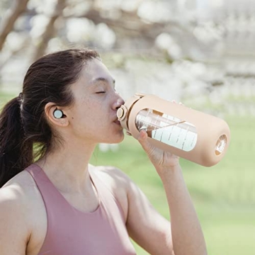 SIEROZUR 64oz Glass Water Bottle with Straw Handle Half Gallon