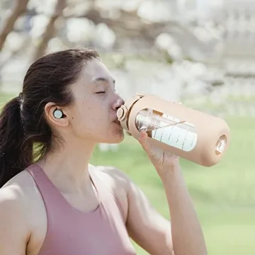 SIEROZUR 64oz Glass Water Bottle with Straw Handle Half Gallon