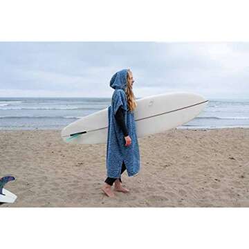 Open Road Goods Surf Poncho/Adult Hooded Towel/Wetsuit Changing Robe - Charcoal Black/Indigo Blue; S...