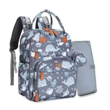 BabbleRoo Diaper Bag Backpack - Baby Essentials Travel Tote - Multi function Waterproof Diaper Bag, ...
