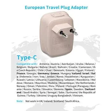 European Travel Plug Adapter,VINTAR International Power Plug Adapter with 1 USB C, 3 USB A Ports and...