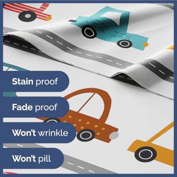 Kids Cars Twin 3 Piece Sheet Set - Boys, Girls, Teens, Toddler - Easy Fit, Deep Pockets - Breathable, Hotel Quality Bedding Sheets - Machine Washable & Wrinkle Free - Cute, Cozy & Soft - CGK Linens