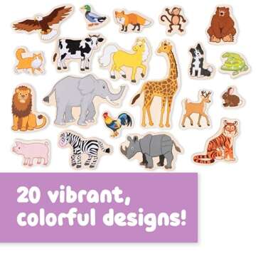 SPARK & WOW Wooden Magnets | Animals, Magnets for Kids Ages 2+ | Open-Ended Play | Adhere to Fridges, Whiteboards and More