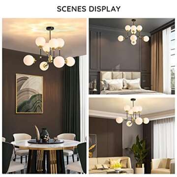 7PMBEANE Mid Century Glass Globe Chandelier - 8 Light
