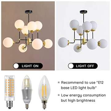 7PMBEANE Mid Century Glass Globe Chandelier - 8 Light