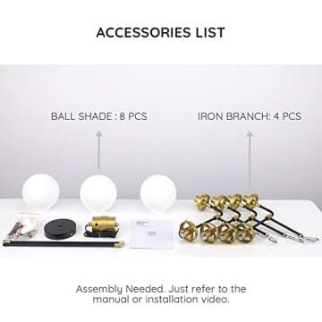 7PMBEANE Mid Century Glass Globe Chandelier - 8 Light