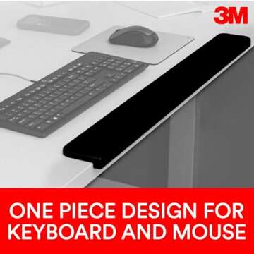 3M Gel Wrist Rest for Standing Desks, Accommodate Different Working Positions, Black (WR200B) 30.13 x 1 x 3.25 inches