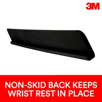 3M Gel Wrist Rest for Standing Desks, Accommodate Different Working Positions, Black (WR200B) 30.13 x 1 x 3.25 inches