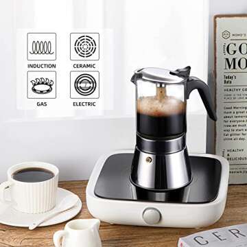 SIXAQUAE Moka Induction Espresso Maker with Pressure Valve