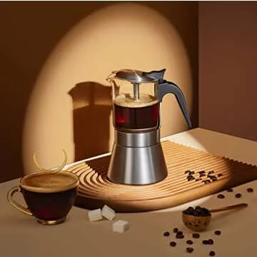 SIXAQUAE Moka Induction Espresso Maker with Pressure Valve