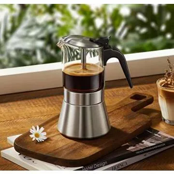 SIXAQUAE Moka Induction Espresso Maker with Pressure Valve