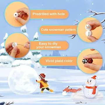 150pcs Christmas Snowman Wooden Beads for DIY Crafts