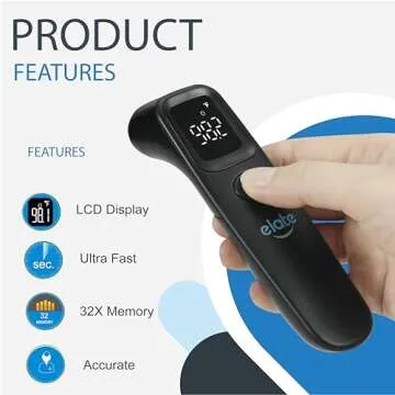 Elate Non-Contact Forehead Thermometer for Adults and Kids, No-Touch Digital Baby Thermometer for In...