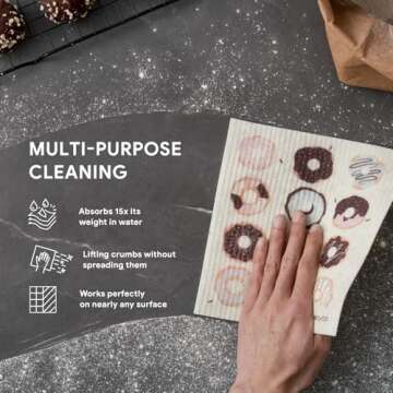 RECYCO Swedish Dishcloths for Kitchen | 6 Pack Sugar Rush Washable Dish Rags | Cellulose Reusable Cleaning Paper Towels | Absorbent Counter Dish Cloth Sponge Kitchen Wipes, 8" L x 7" W