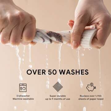 RECYCO Swedish Dishcloths for Kitchen | 6 Pack Sugar Rush Washable Dish Rags | Cellulose Reusable Cleaning Paper Towels | Absorbent Counter Dish Cloth Sponge Kitchen Wipes, 8" L x 7" W