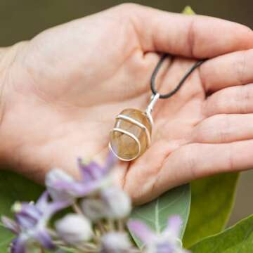 AYANA Golden Rutilated Quartz Necklace for Women - Handcrafted, Ethically Sourced Quartz Crystal for Emotional Balance and Manifestation, Ideal for All Zodiac Signs