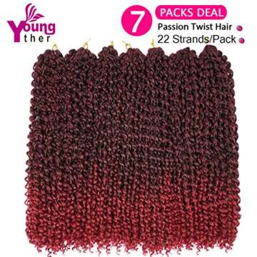 Youngther 18 inch Passion Twist Crochet Hair - 7 Packs for Bohemian Styles