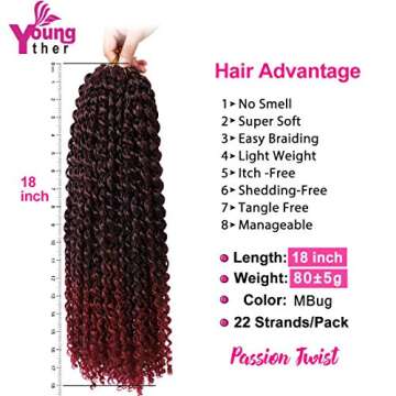 Youngther Passion Twist Crochet Hair 18 Inch for Women