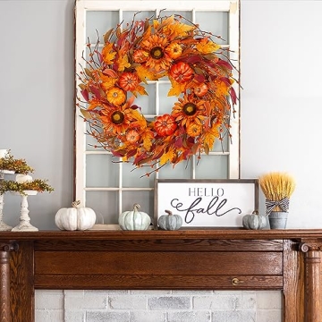 Sggvecsy Fall Wreath 22’’ for Autumn and Thanksgiving Decor