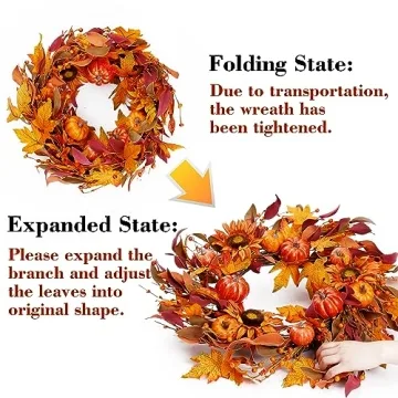 Sggvecsy Fall Wreath 22’’ for Autumn and Thanksgiving Decor
