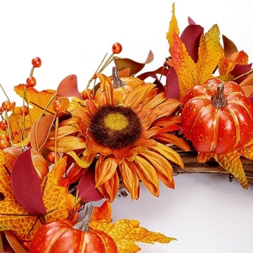 Sggvecsy Fall Wreath 22’’ for Autumn and Thanksgiving Decor