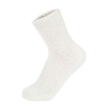 Zando Womens Winter Warm Fuzzy Fluffy Socks Casual Super Soft Crew Sock Microfiber Thick Home Sock Cozy Plush Slipper Sock 5 Pairs Vintage Solid One Size