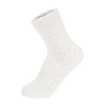 Zando Womens Winter Warm Fuzzy Fluffy Socks Casual Super Soft Crew Sock Microfiber Thick Home Sock Cozy Plush Slipper Sock 5 Pairs Vintage Solid One Size