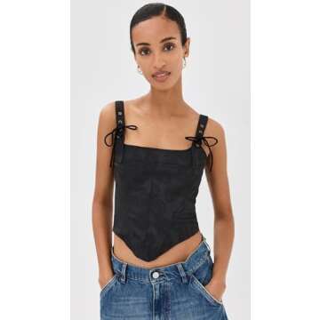 Lioness Women's Passe Corset - Elegant Jacquard Design with Adjustable Ties