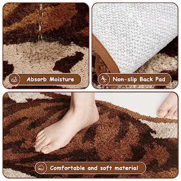 Percozzi Highland Cow Tufted Rug Bath Mat Scottish Long Horn Fluffy Cow Bathroom Shower Mat Softness Bathmat Aesthetic Floor Carpet for Bedroom Farmhouse Home 27.5" x 25.5"