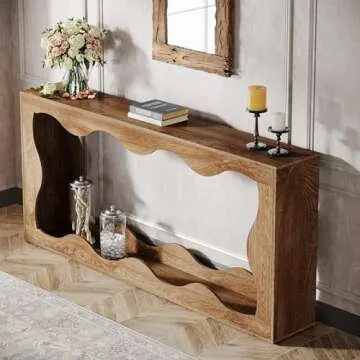 Tribesigns 63 Inches Farmhouse Console Table with Storage, Couch Table Behind Sofa, Long Entryway Table, Sofa Console Table, Narrow Console Table, Hallway Table for entryway Living Room, Wood Grain
