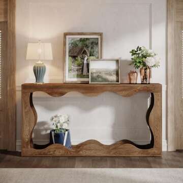 Tribesigns 63 Inches Farmhouse Console Table with Storage, Couch Table Behind Sofa, Long Entryway Table, Sofa Console Table, Narrow Console Table, Hallway Table for entryway Living Room, Wood Grain