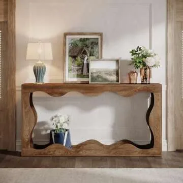 Tribesigns 63 Inches Farmhouse Console Table with Storage, Couch Table Behind Sofa, Long Entryway Table, Sofa Console Table, Narrow Console Table, Hallway Table for entryway Living Room, Wood Grain