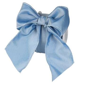 DINDOSAL Dusty Blue Christmas Ribbon Wired 2.5" x 10 Yard French Blue Wired Ribbon Blue Ribbon for Christmas Tree Decorations, Topper Bows, Wreaths, Crafts, Home Decor, Gift Wrapping