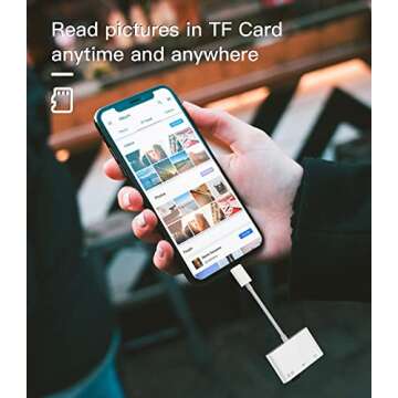 zoyuzan Camera Memory SD Card Reader Compatible for iPhone,Compatible with Lightning Male to USB Female OTG Adapter Micro TF Power Charging Splitter Charger Connector for ipad 12 11 xs xr x Camera