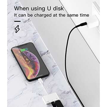 zoyuzan Camera Memory SD Card Reader Compatible for iPhone,Compatible with Lightning Male to USB Female OTG Adapter Micro TF Power Charging Splitter Charger Connector for ipad 12 11 xs xr x Camera