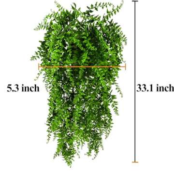 HERCOCCI 2 Pack Reptile Plants, Terrarium Hanging Plants Vines Artificial Leaves Habitat Decorations with Suction Cup for Bearded Dragon Hermit Crab Lizard Snake Geckos Chameleon