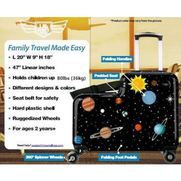Younglingz Lil Flyer 20" Kid Ride-On Suitcase for Travel
