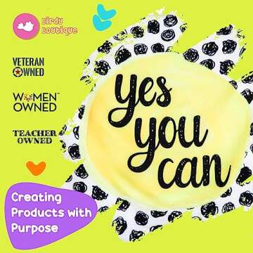 Birdy Boutique Learning Tapestry - Yes You Can Inspirational Banner - Lightweight & Easy to Hang - Wall Hanging Canvas for Bedroom, Office, Playroom, Classroom – 36" X 36in"