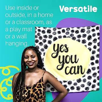Birdy Boutique Learning Tapestry - Yes You Can Inspirational Banner - Lightweight & Easy to Hang - Wall Hanging Canvas for Bedroom, Office, Playroom, Classroom – 36" X 36in"