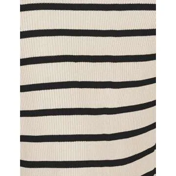 ZESICA Women's Summer Square Neck Bodycon Midi Dresses 2025 Casual Sleeveless Ribbed Knit Striped Beach Vacation Long Dress,Apricot,Medium
