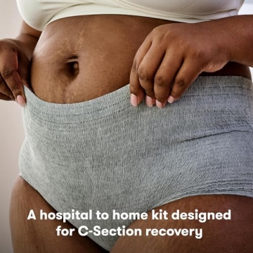 Frida Mom C-Section Recovery Must Have Kit for Labor, Delivery, & Postpartum, Socks, Peri Bottle, Disposable Underwear, Abdominal Support Binder, Shower Wipes, Silicone Scar Patches, & Toiletry Bag