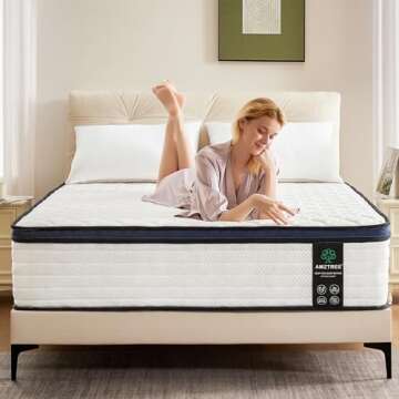 Amztree Queen Mattress 12 Inch Mattress Queen Size - Memory Foam & Pocket Coils Springs, Pressure Re...